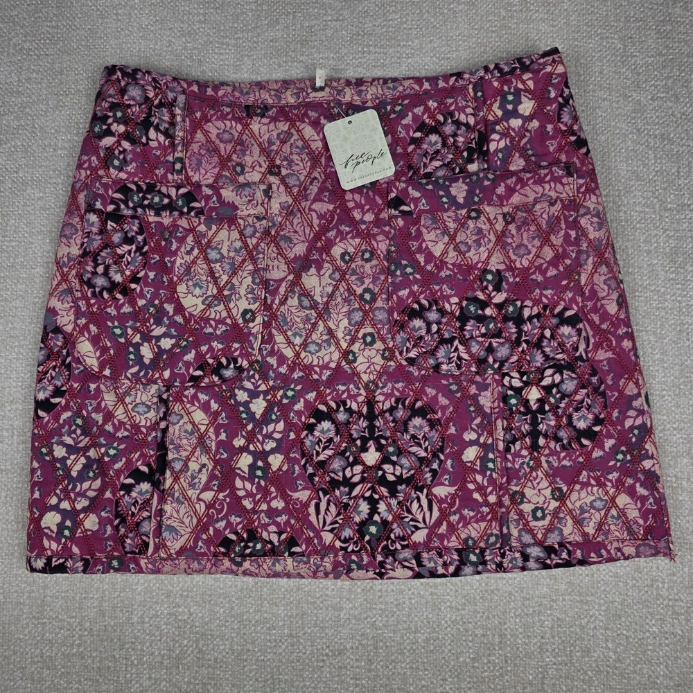 Free People Darla Quilted Mini Skirt Rose Tyrie Pink Size 4 NWT